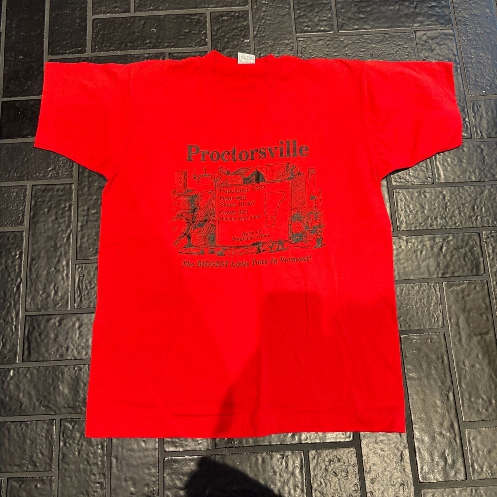 Vintage Proctorsville Vermont Graphic Tee XL Red Tourist Shirt